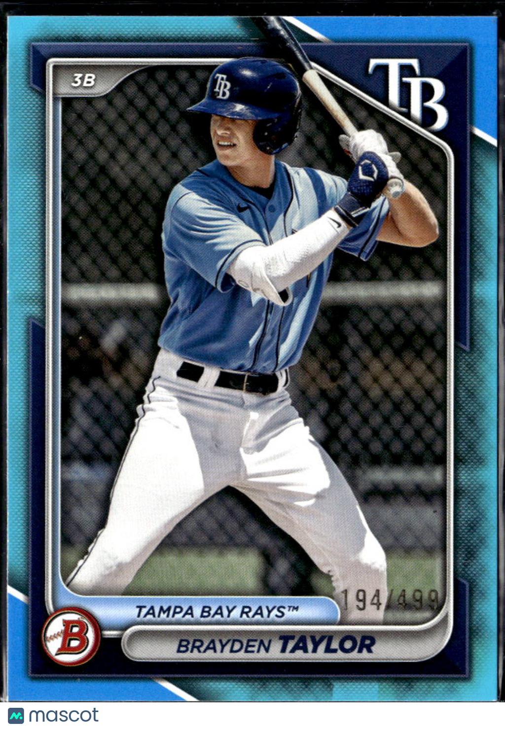 Brayden Taylor 2024 Bowman Draft Sky Blue Border /499 Tampa Bay Rays