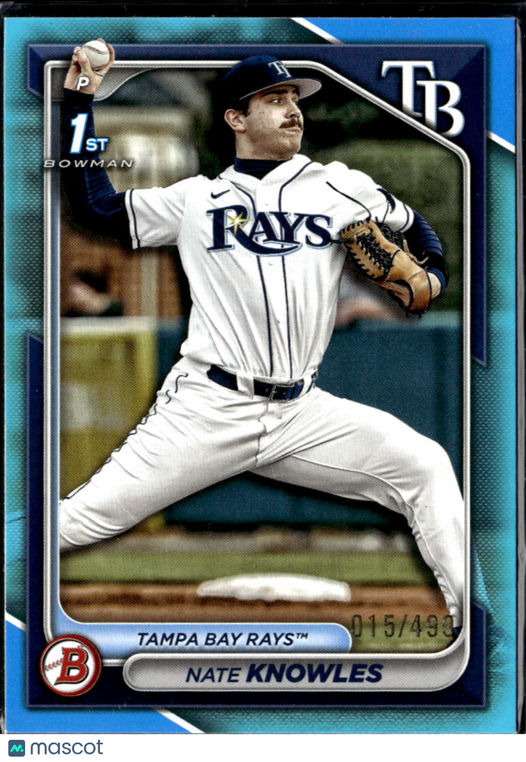 Nate Knowles 2024 Bowman Draft 1st Bowman Sky Blue Border /499 Tampa Bay Rays