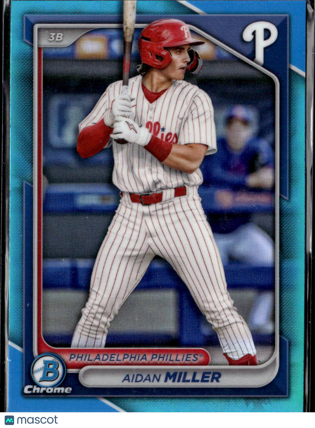 Aidan Miller 2024 Bowman Draft Chrome Sky Blue Refractor Philadelphia Phillies