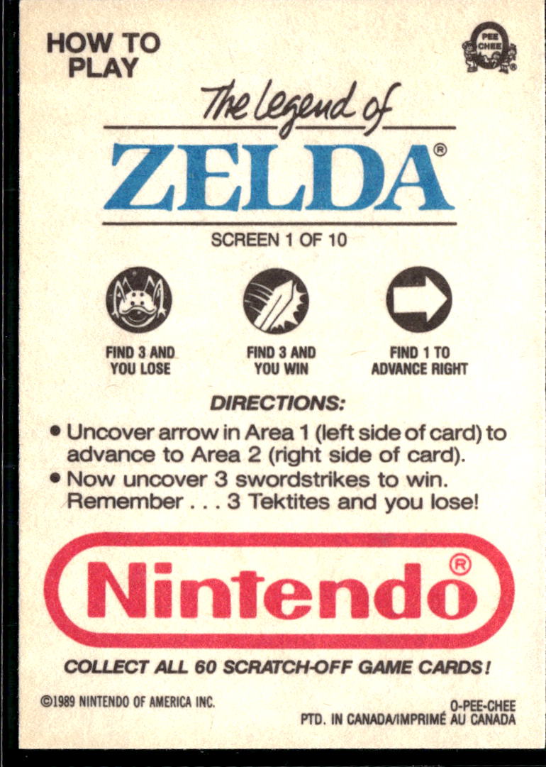 The Legend of Zelda 1989 Topps Trading Card Screen 1 of 10