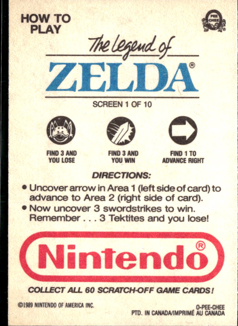 The Legend of Zelda 1989 Topps Trading Card Screen 1 of 10