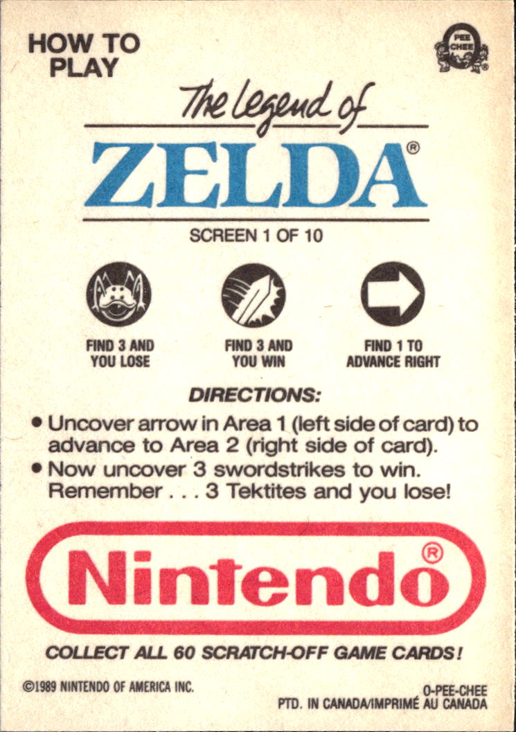 The Legend of Zelda 1989 Topps Trading Card Screen 1 of 10