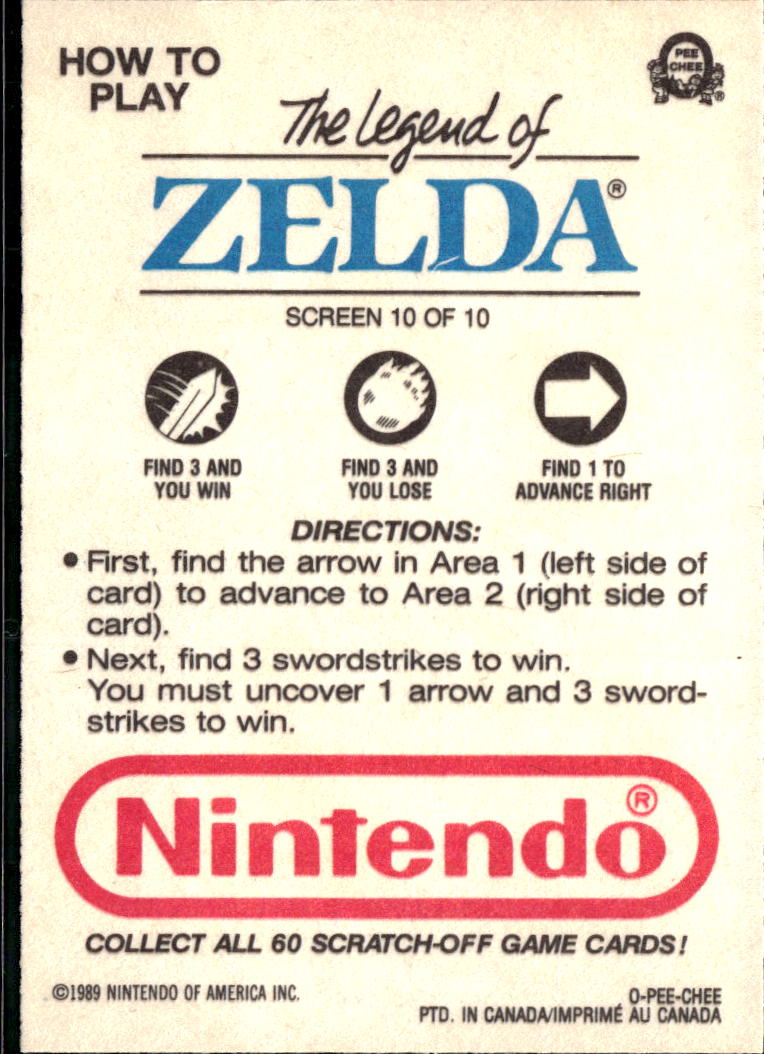 The Legend of Zelda 1989 Topps Trading Card Screen 10 of 10