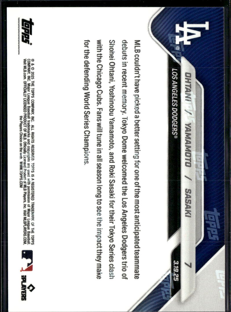 Roki Sasaki Yoshinobu Yamamoto Shohei Ohtani 2025 Topps Now LA Dodgers #7