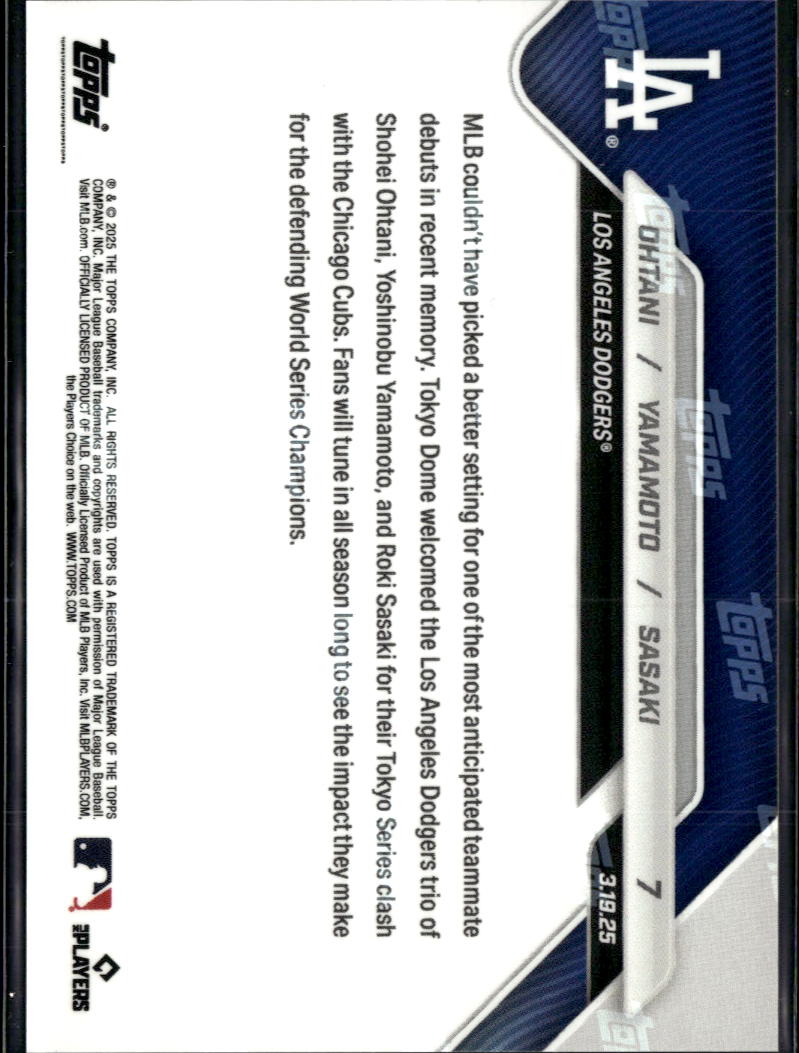 Roki Sasaki Yoshinobu Yamamoto Shohei Ohtani 2025 Topps Now LA Dodgers #7