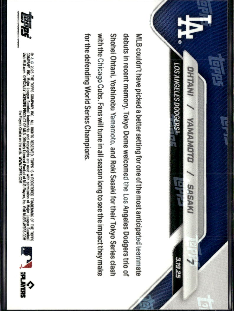 Roki Sasaki Yoshinobu Yamamoto Shohei Ohtani 2025 Topps Now LA Dodgers #7