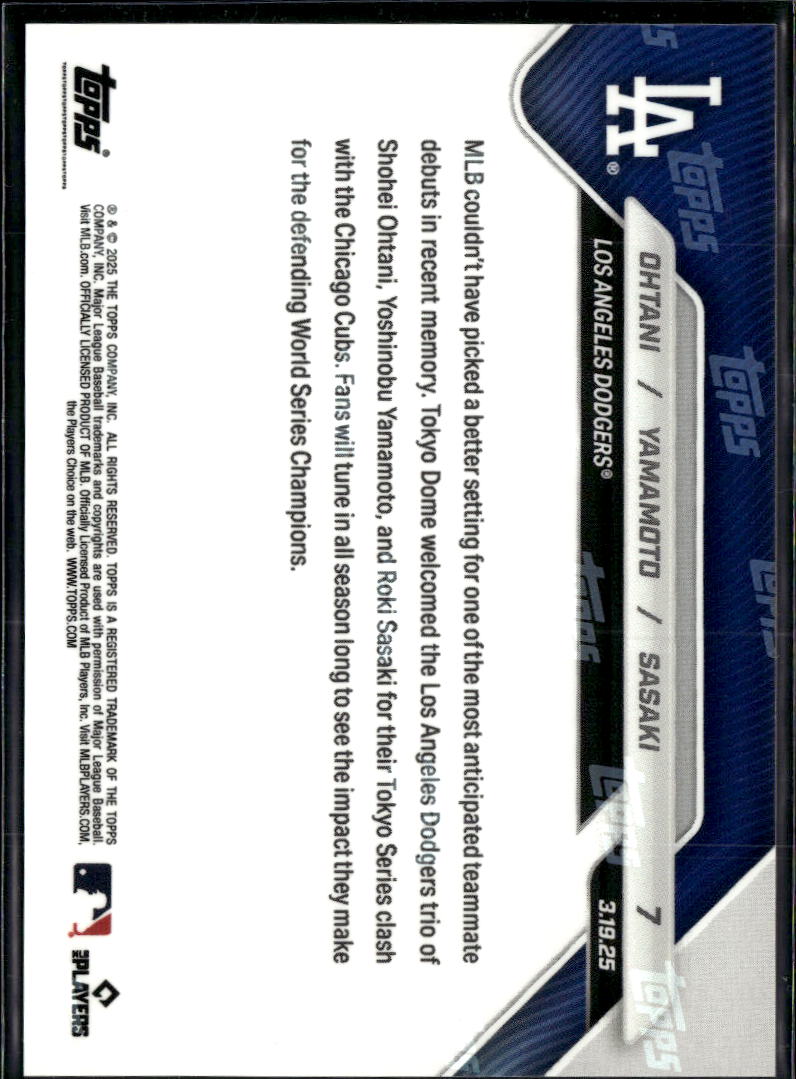 Roki Sasaki Yoshinobu Yamamoto Shohei Ohtani 2025 Topps Now LA Dodgers #7