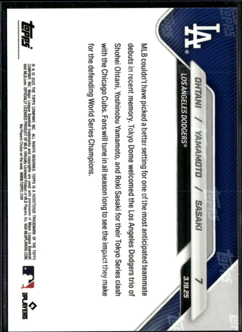 Roki Sasaki Yoshinobu Yamamoto Shohei Ohtani 2025 Topps Now LA Dodgers #7