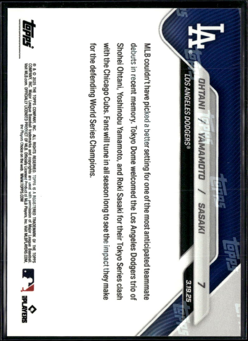 Roki Sasaki Yoshinobu Yamamoto Shohei Ohtani 2025 Topps Now LA Dodgers #7