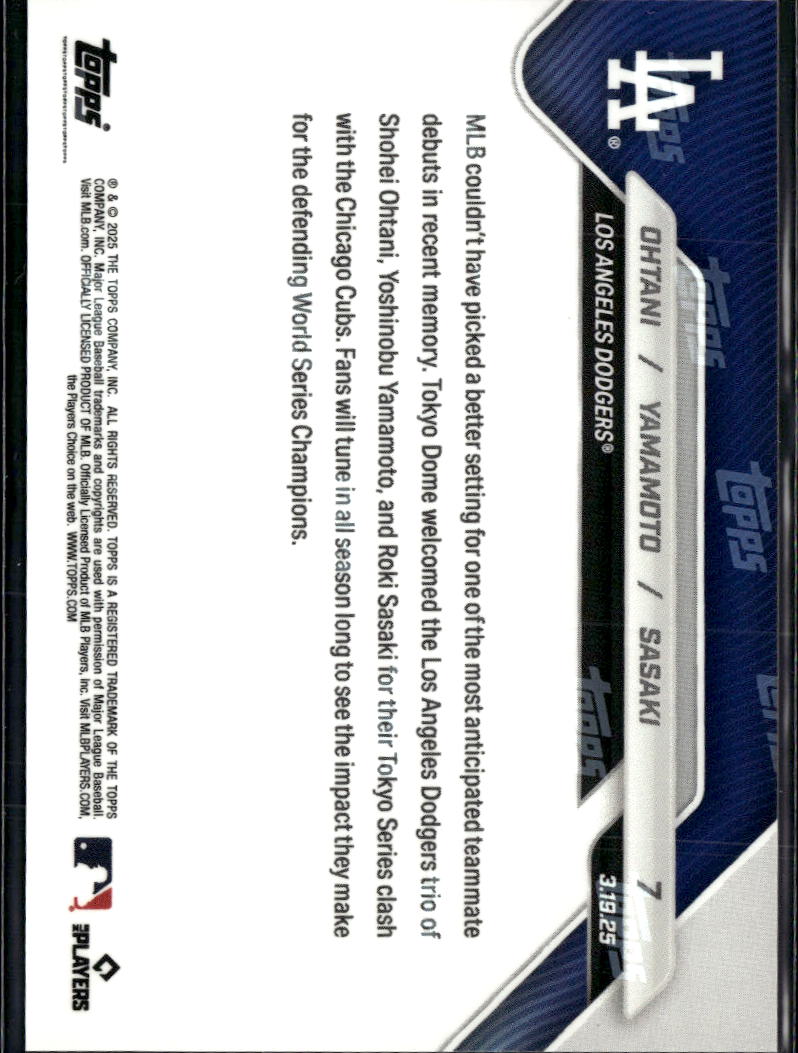 Roki Sasaki Yoshinobu Yamamoto Shohei Ohtani 2025 Topps Now LA Dodgers #7