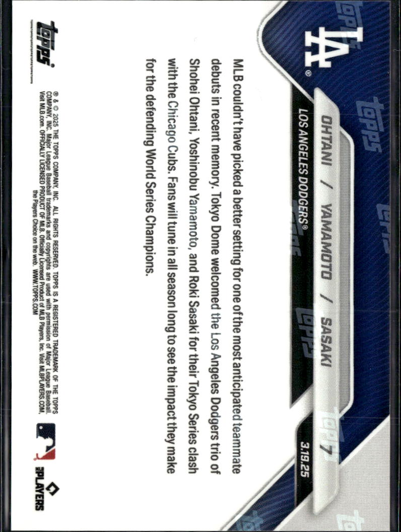 Roki Sasaki Yoshinobu Yamamoto Shohei Ohtani 2025 Topps Now LA Dodgers #7