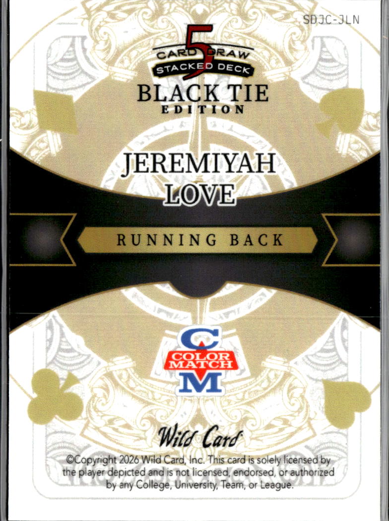 Jeremiyah Love 2026 Wild Card Rookie RC 1/1 Notre Dame Fighting Irish