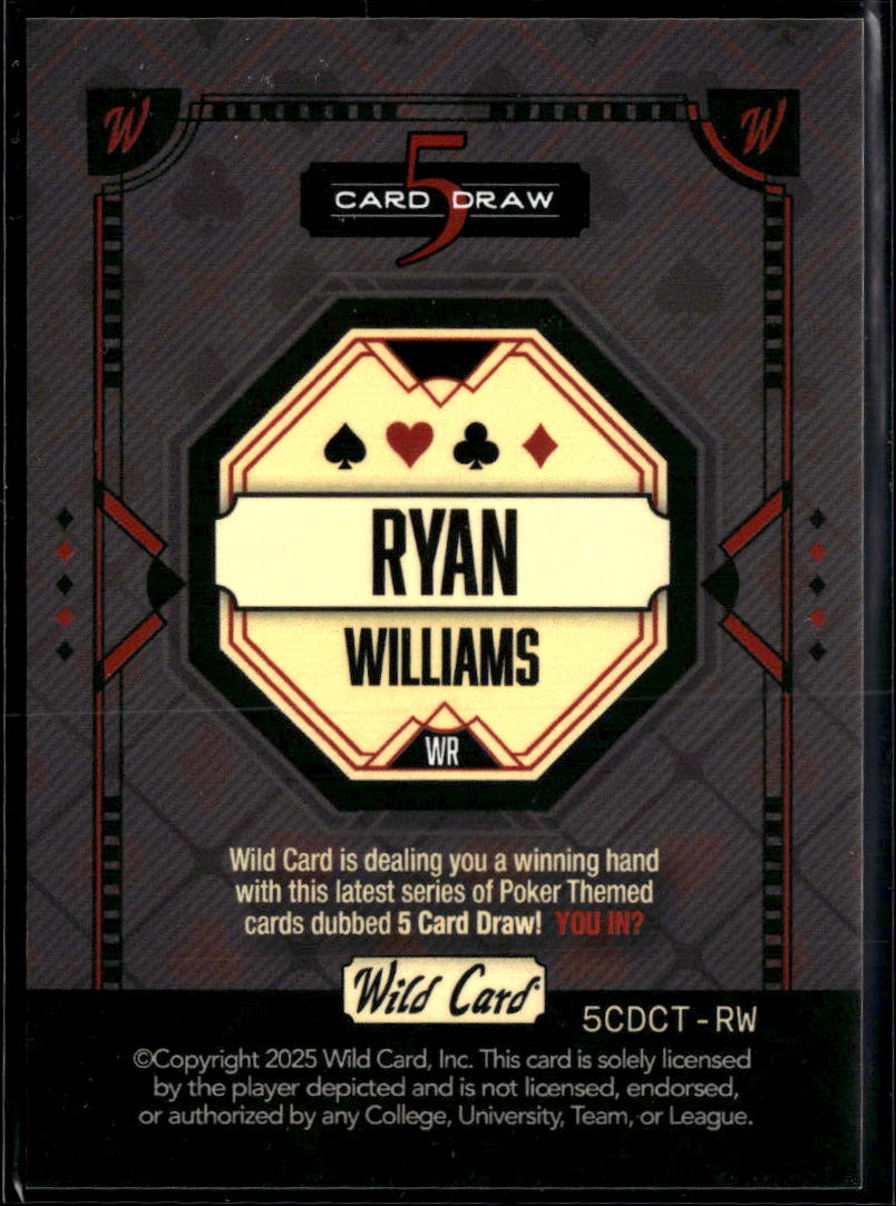 Ryan Williams 2025 Wild Card Rookie RC Alabama 1/1