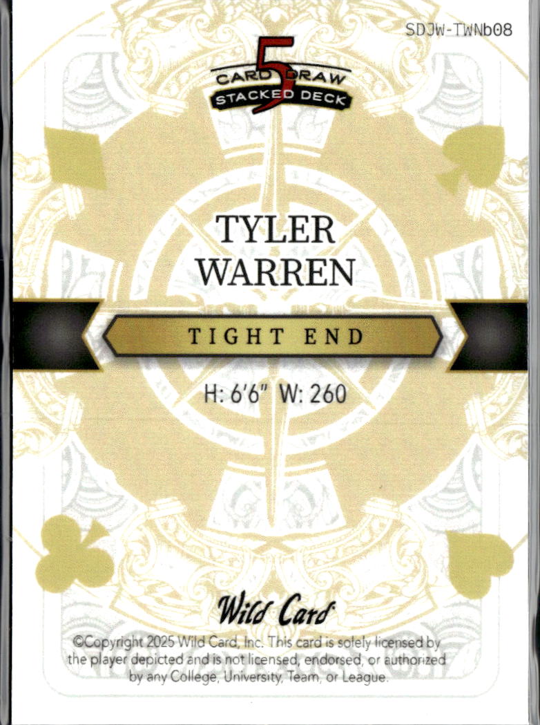 Tyler Warren 2025 Wild Card Rookie RC 1/1 Penn State Colts