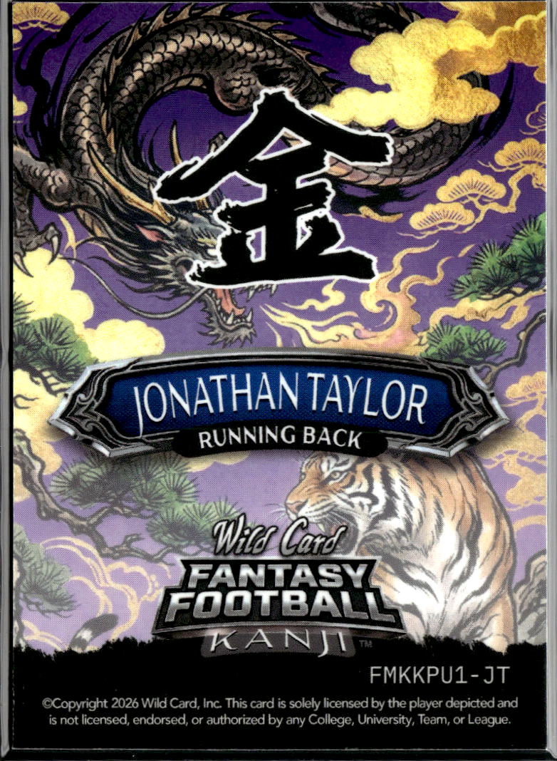 Jonathan Taylor 2026 Wild Card Fantasy Football Kanji 1/1 Indianapolis Colts