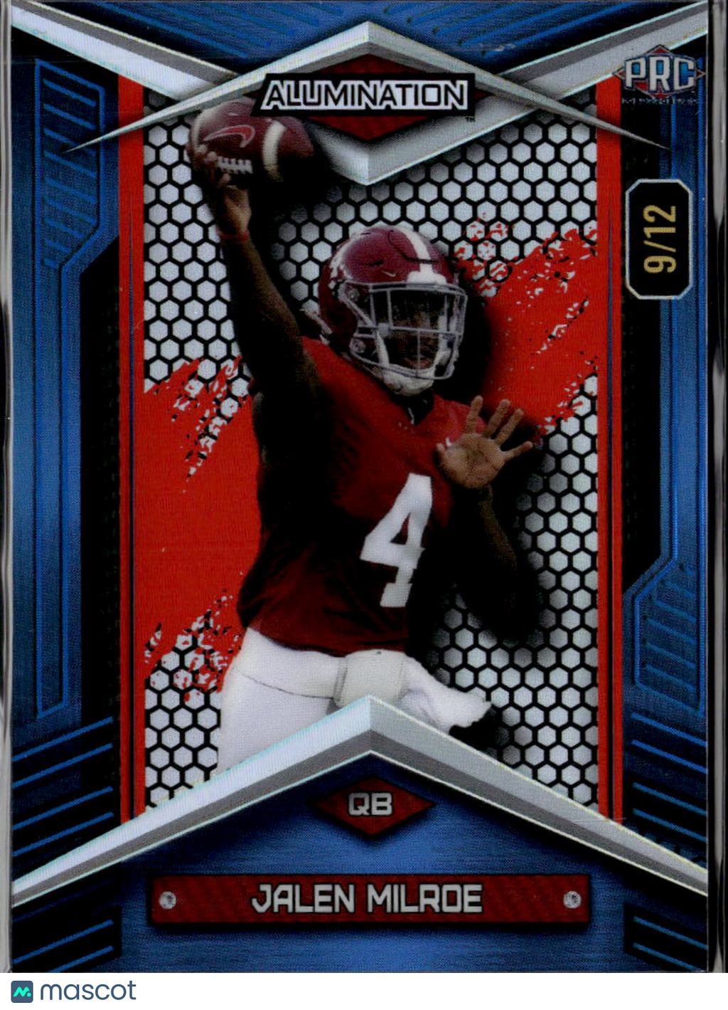 Jalen Milroe 2024 Wild Card Alumination Blue Rookie RC Alabama 9/12