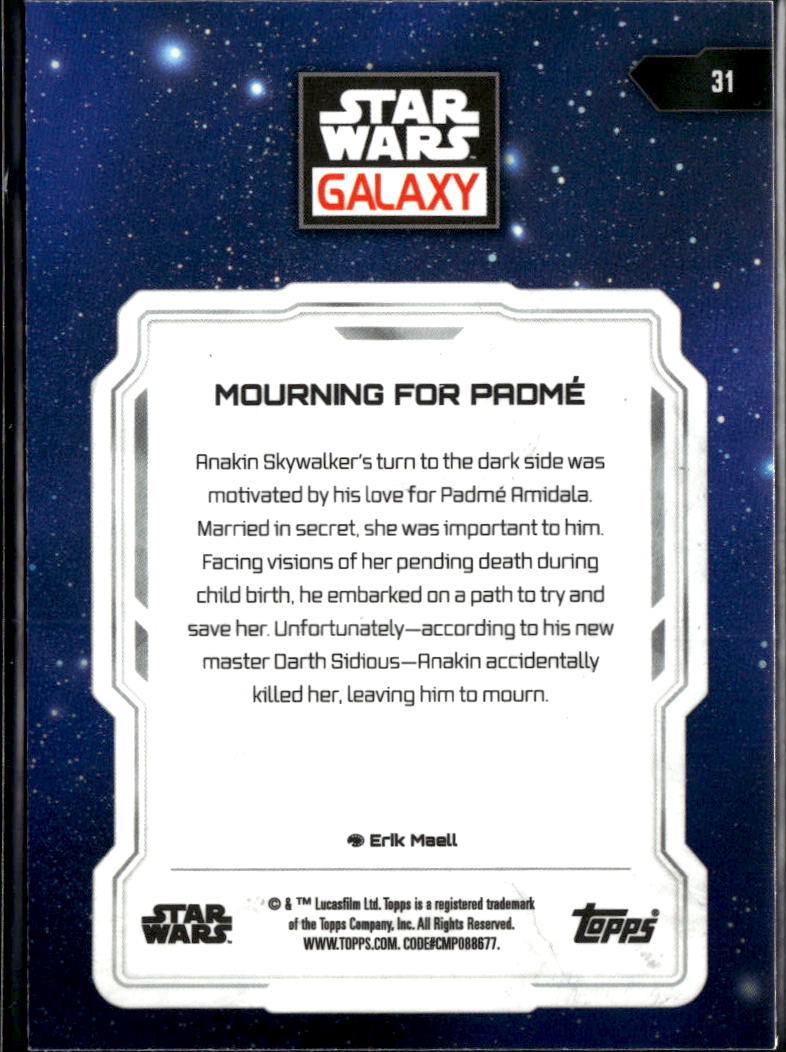 Mourning For Padme Topps Star Wars Galaxy #31