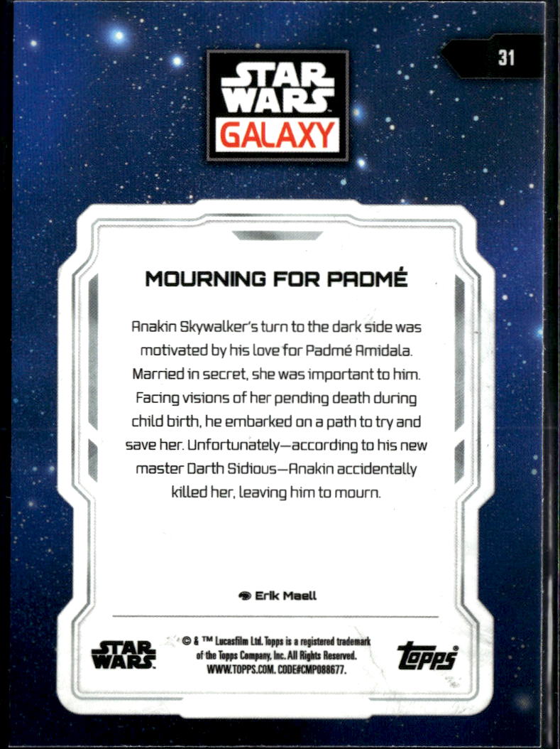 Mourning For Padme Topps Star Wars Galaxy #31