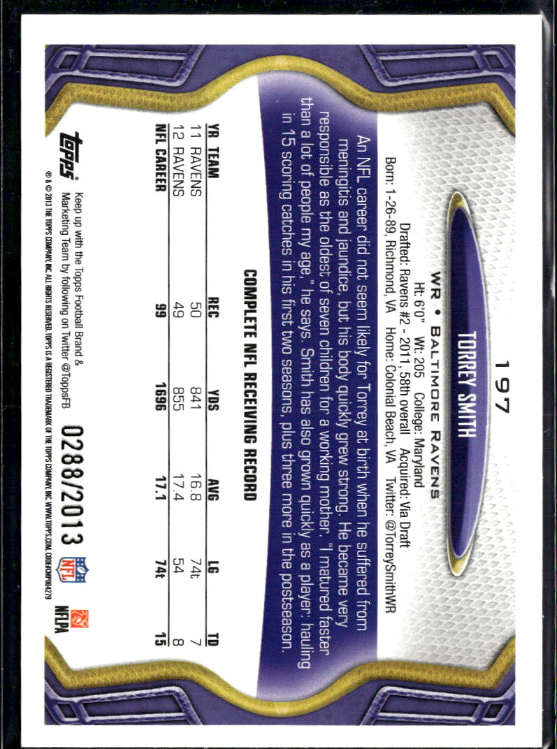 Torrey Smith 2013 Topps Gold Baltimore Ravens