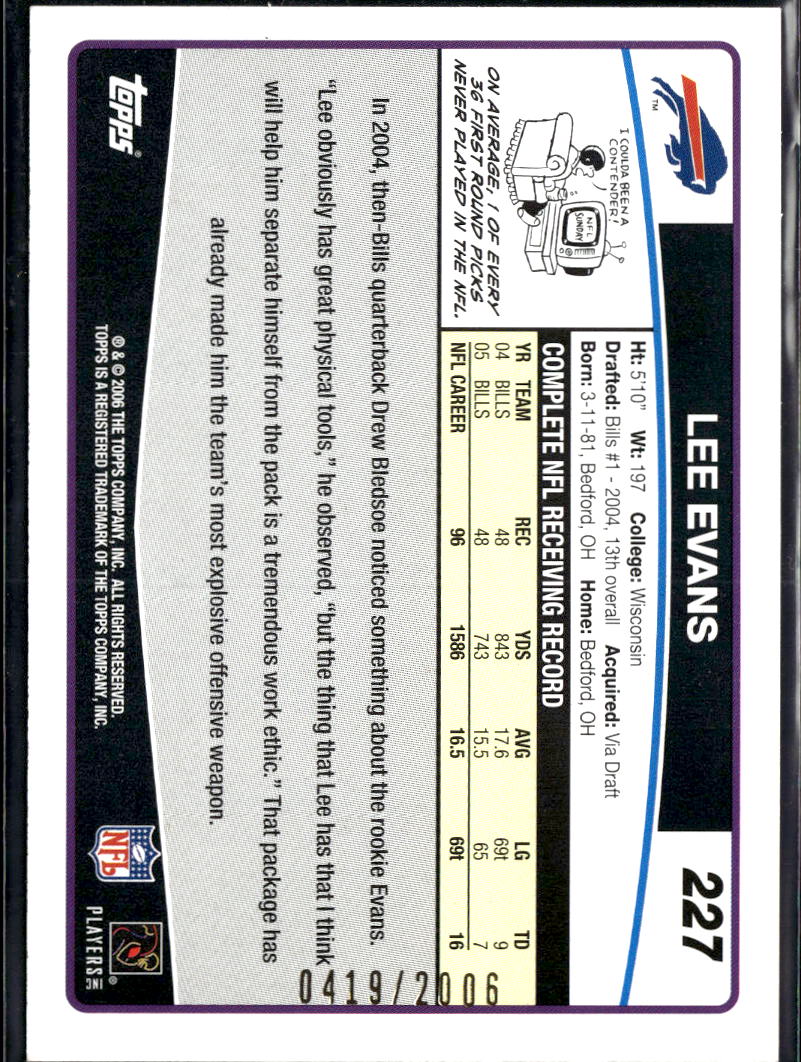 Lee Evans 2006 Topps Gold Buffalo Bills