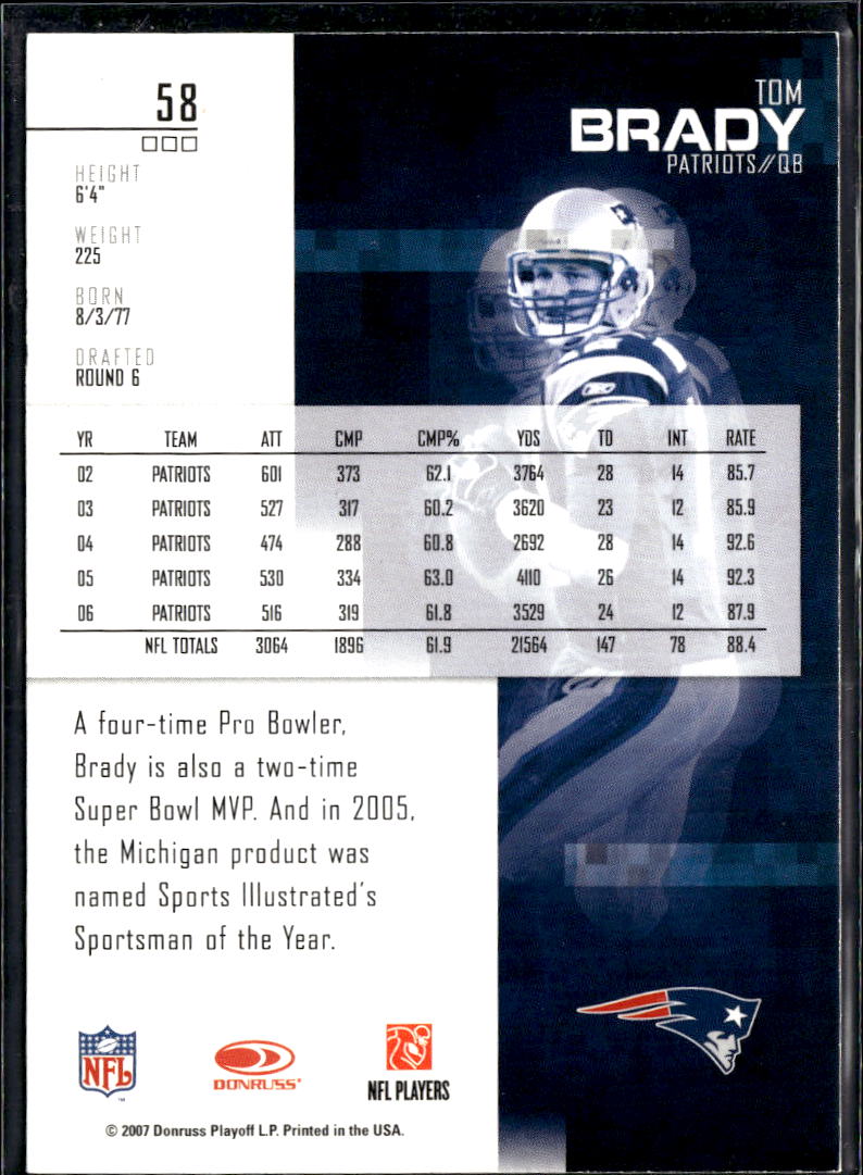 Tom Brady 2007 Leaf Rookies & Stars New England Patriots