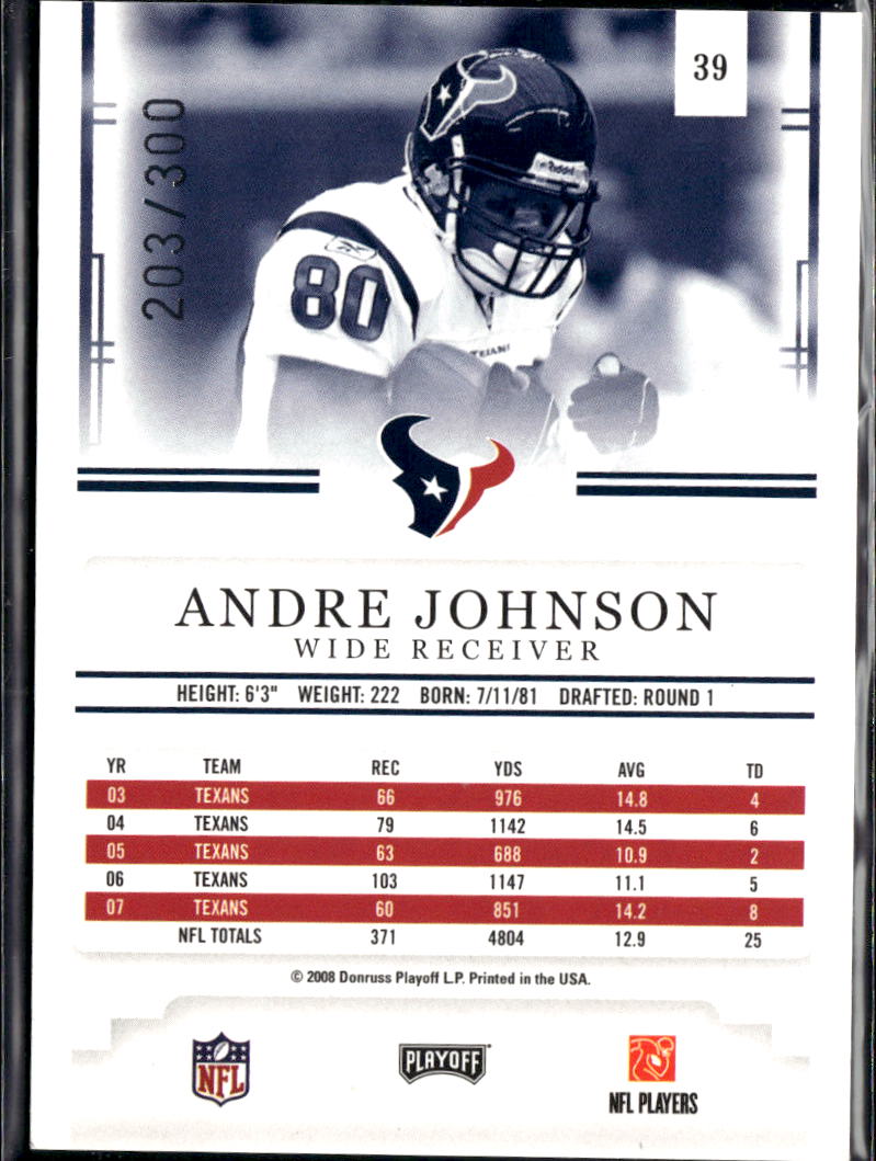 Andre Johnson 2008 Playoff Prestige Xtra Points /300 Houston Texans