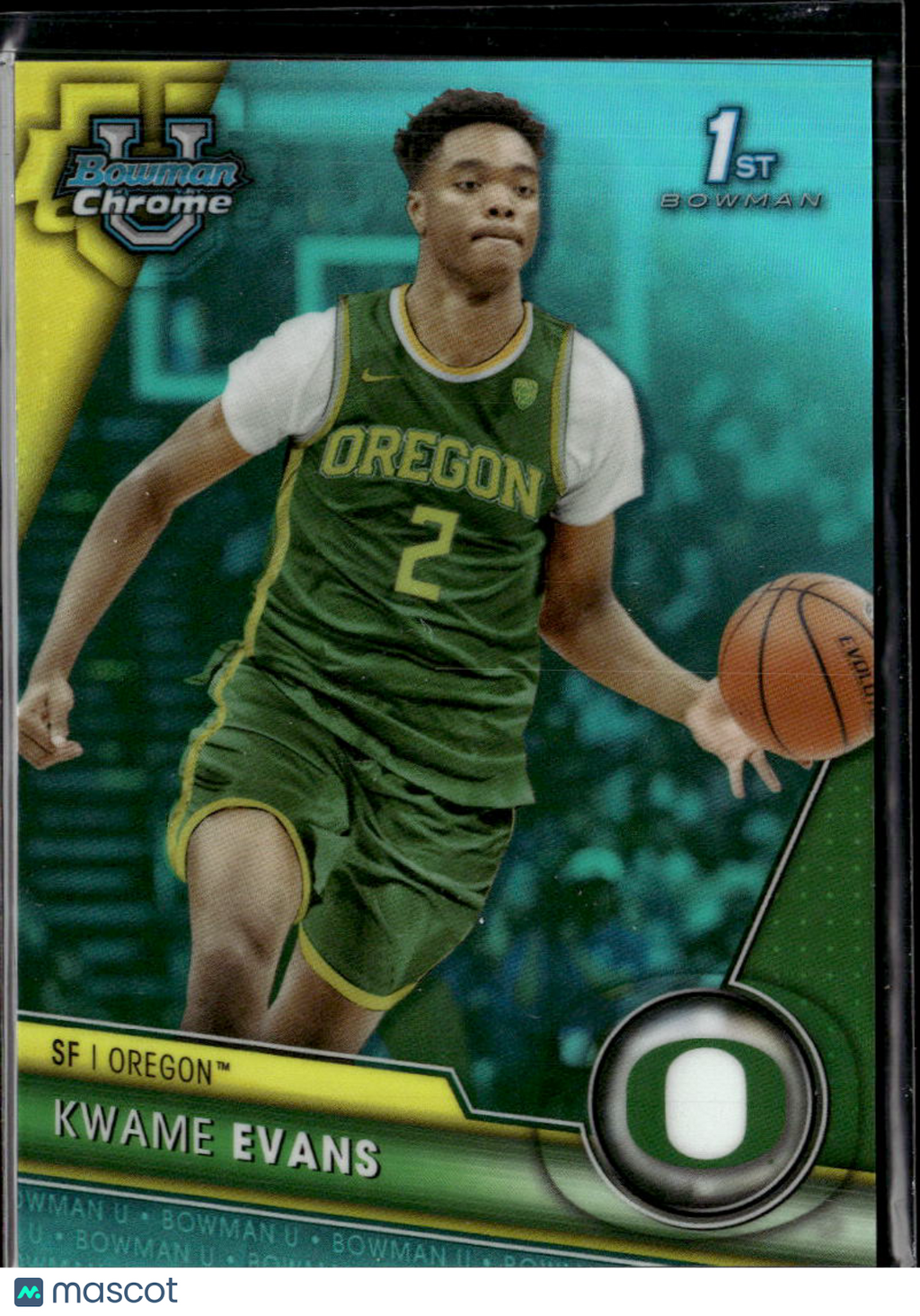 Kwame Evans 2024 Bowman Chrome Aqua Refractor /299 Oregon Ducks