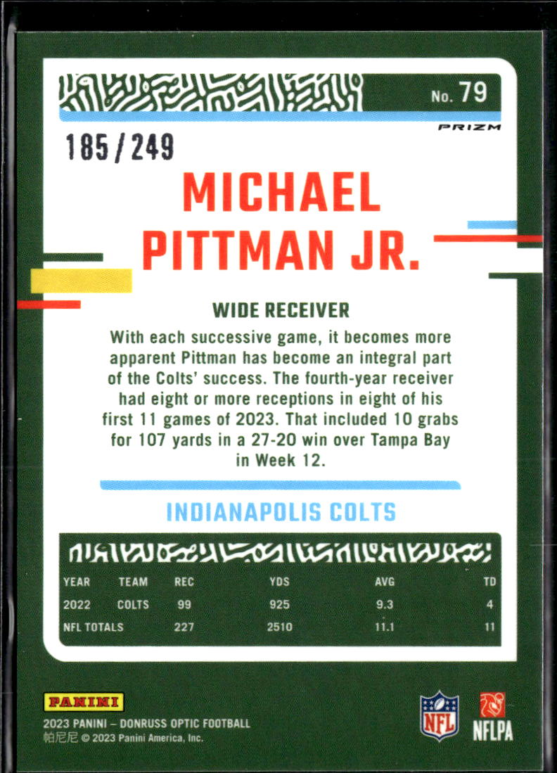 Michael Pittman Jr. 2023 Optic Orange 185/249 Indianapolis Colts
