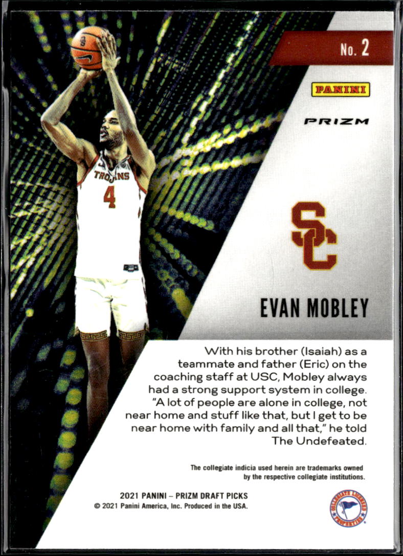 Evan Mobley 2021 Prizm Draft Picks Instant Impact Hyper RC USC Trojans
