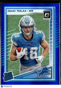Isaac TeSlaa 2025 Optic Rated Rookie Blue Hyper RC Detroit Lions