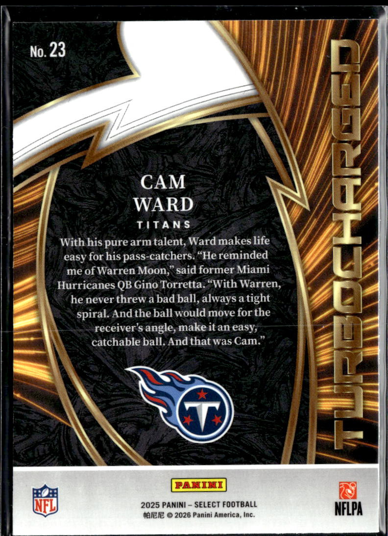 Cam Ward 2025 Select Turbocharged Rookie RC Tennessee Titans