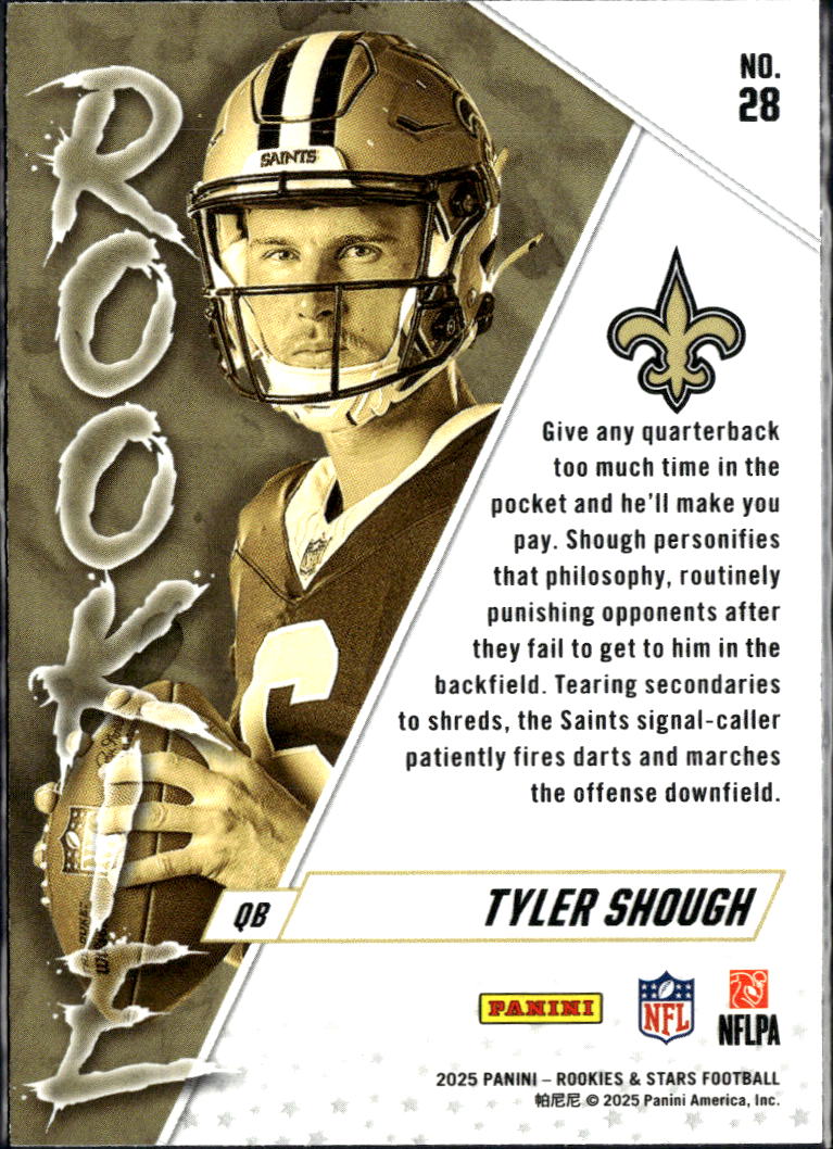 Tyler Shough 2025 Rookies & Stars RC Red Rookie New Orleans Saints