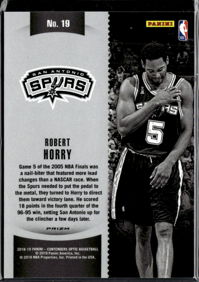 Robert Horry 2019 Contenders Optic Winning Tickets San Antonio Spurs