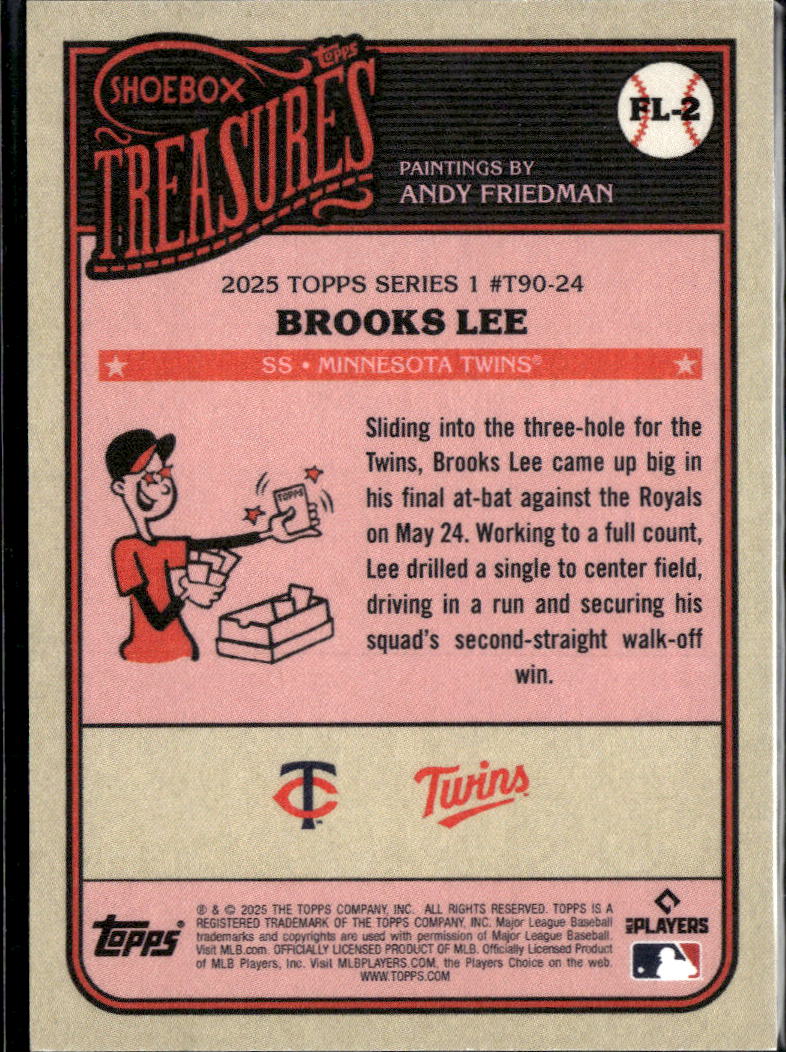 Brooks Lee 2025 Topps Series 1 Shoebox Treasures RC Minnesota Twins