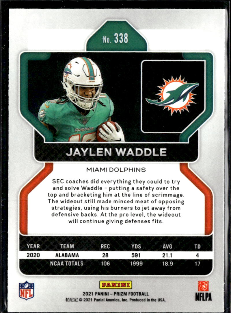 Jaylen Waddle 2021 Panini Prizm Rookie RC Miami Dolphins
