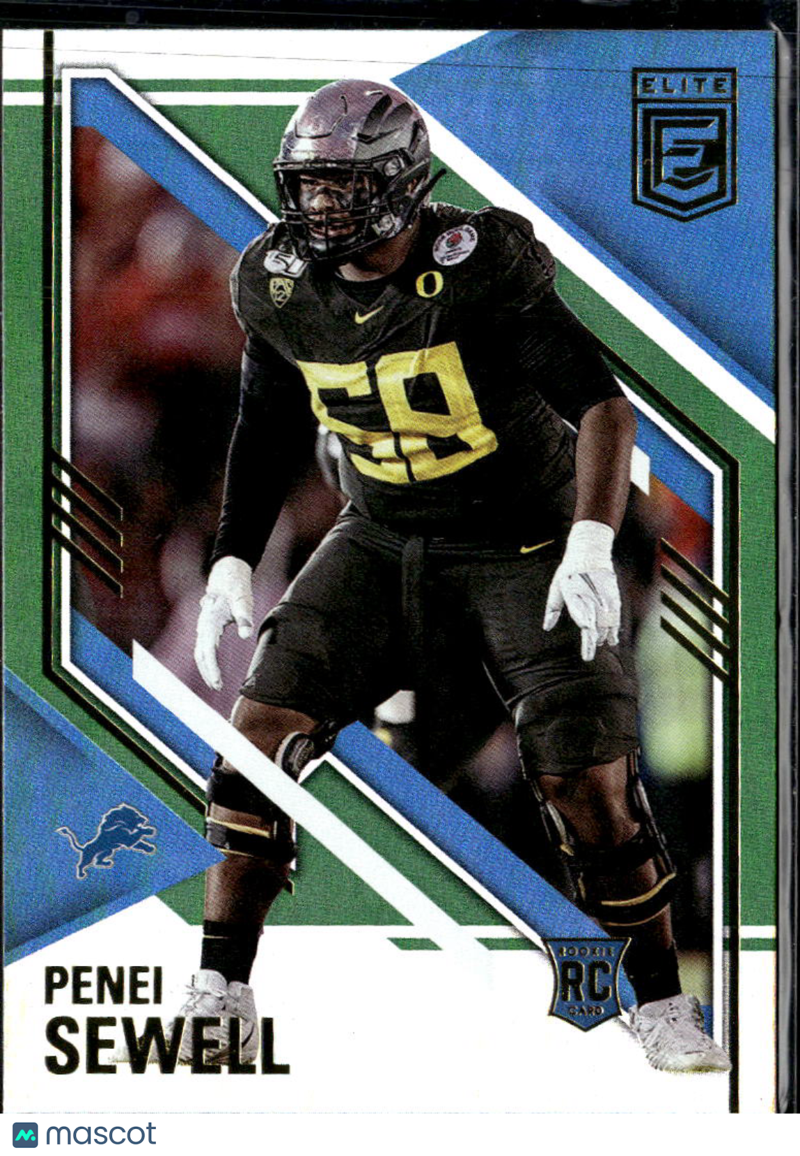 Penei Sewell 2021 Elite Green Rookie RC Detroit Lions