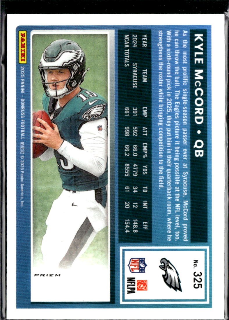 Kyle McCord 2025 Optic Rated Rookie Red Pandora Philadelphia Eagles