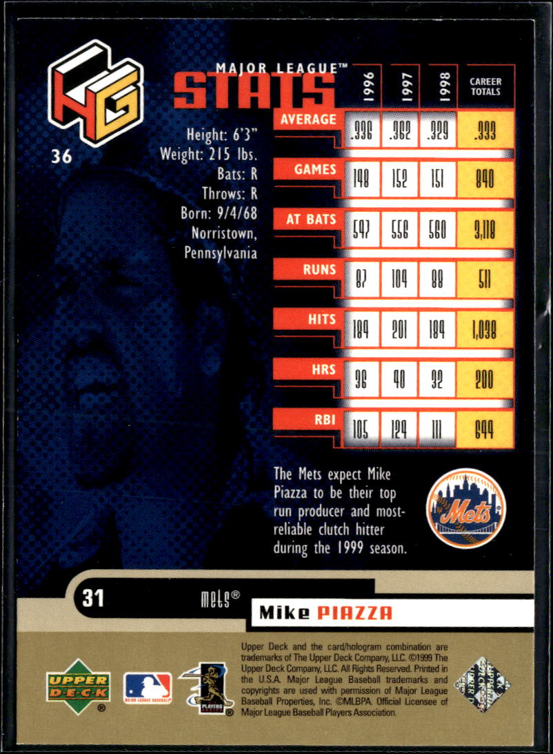 Mike Piazza 1999 Upper Deck HoloGrFX Gold AuSOME New York Mets