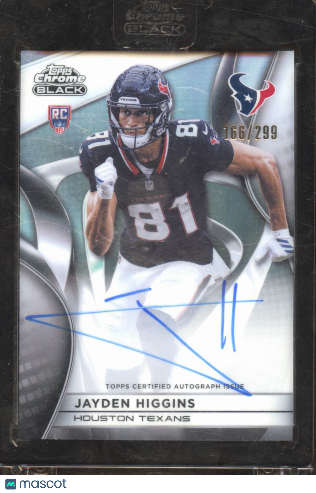 Jayden Higgins 2025 Topps Chrome Black Auto Autograph RC 166/299 Houston Texans