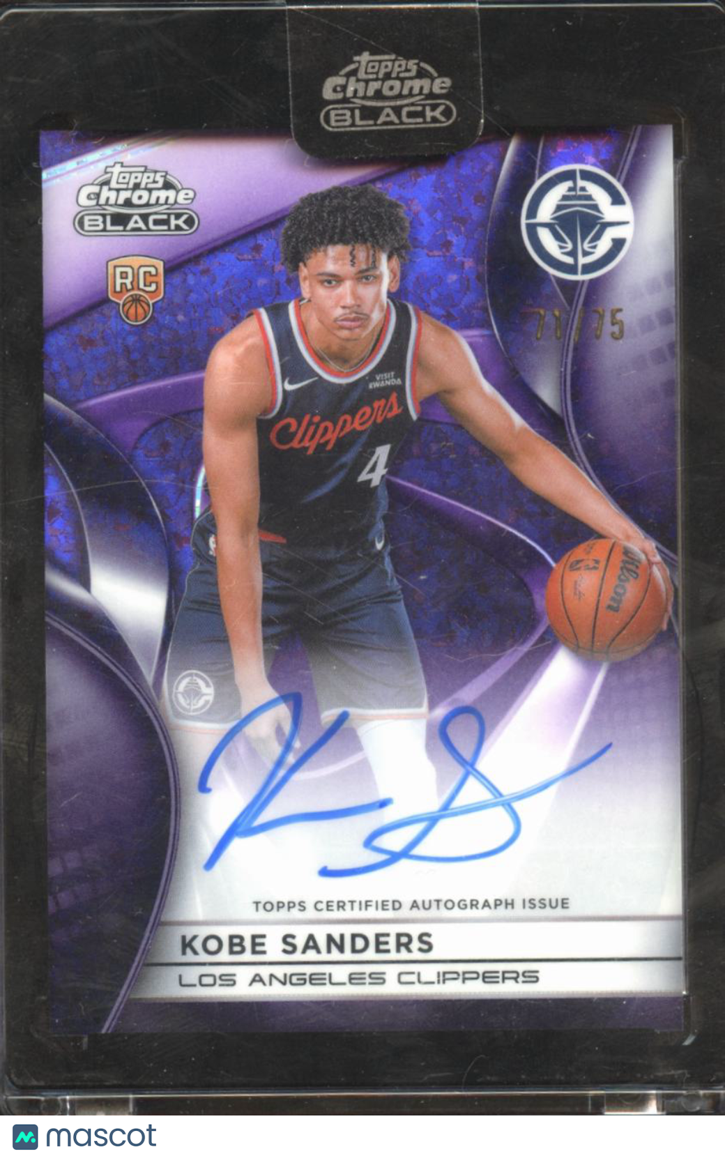Kobe Sanders 2026 Topps Chrome Black Auto Autograph RC 71/75 LA Clippers