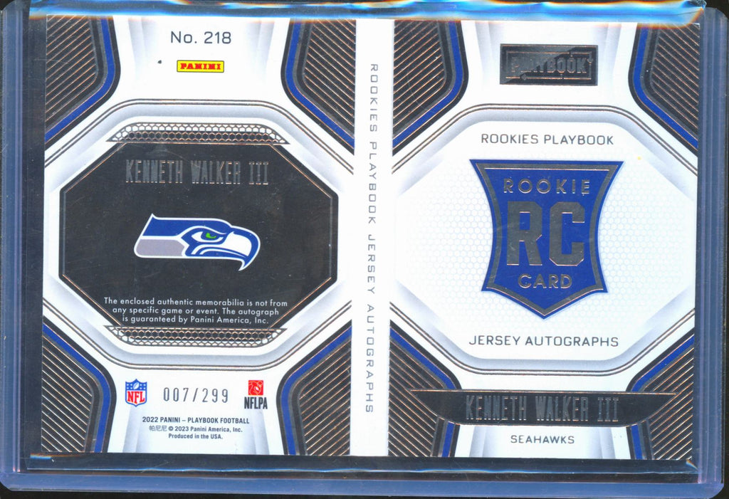 Kenneth Walker III 2022 Playbook Auto Autograph Patch Booklet 7/299 Chiefs