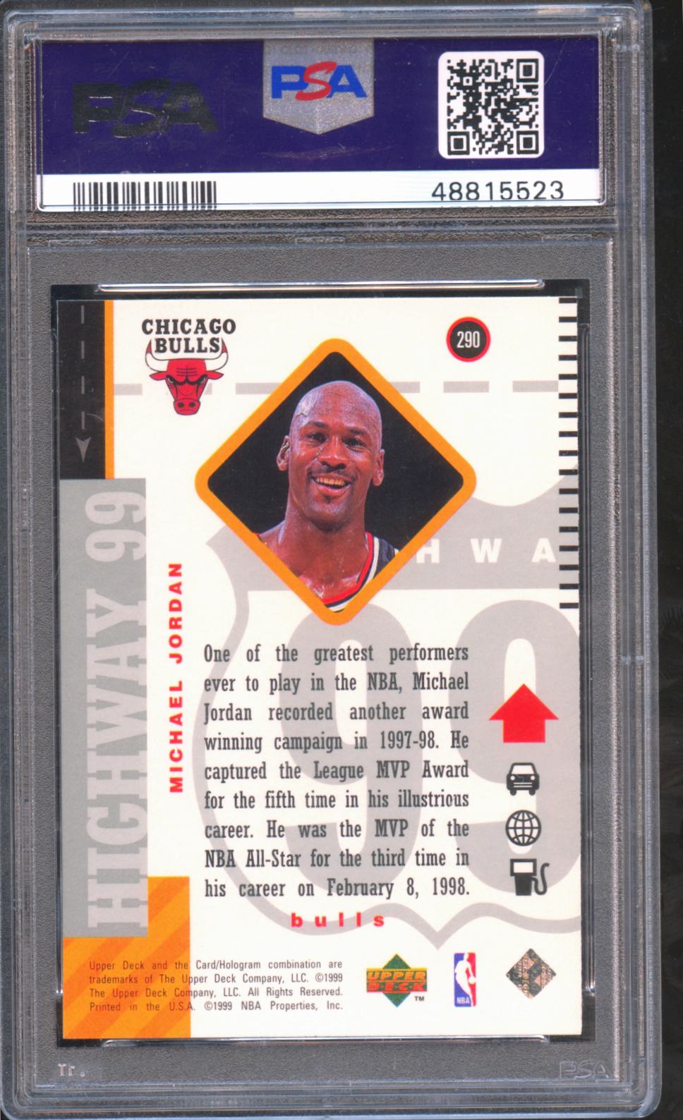 Michael Jordan 1998 Upper Deck Card Chicago Bulls #290 PSA 9