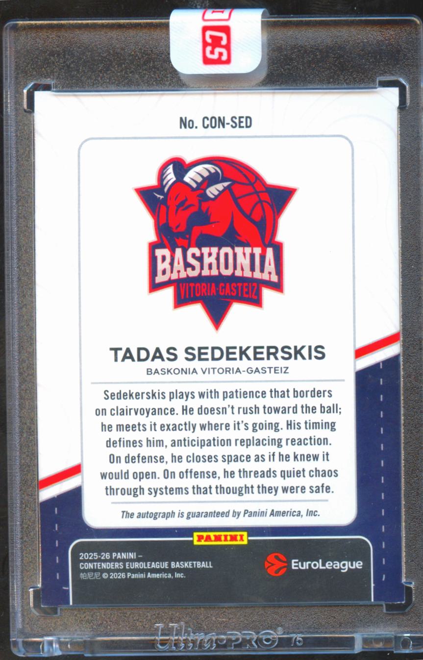 Tadas Sedekerskis 2026 Contenders EuroLeague Auto Autograph /49 Vitoria-Gasteiz
