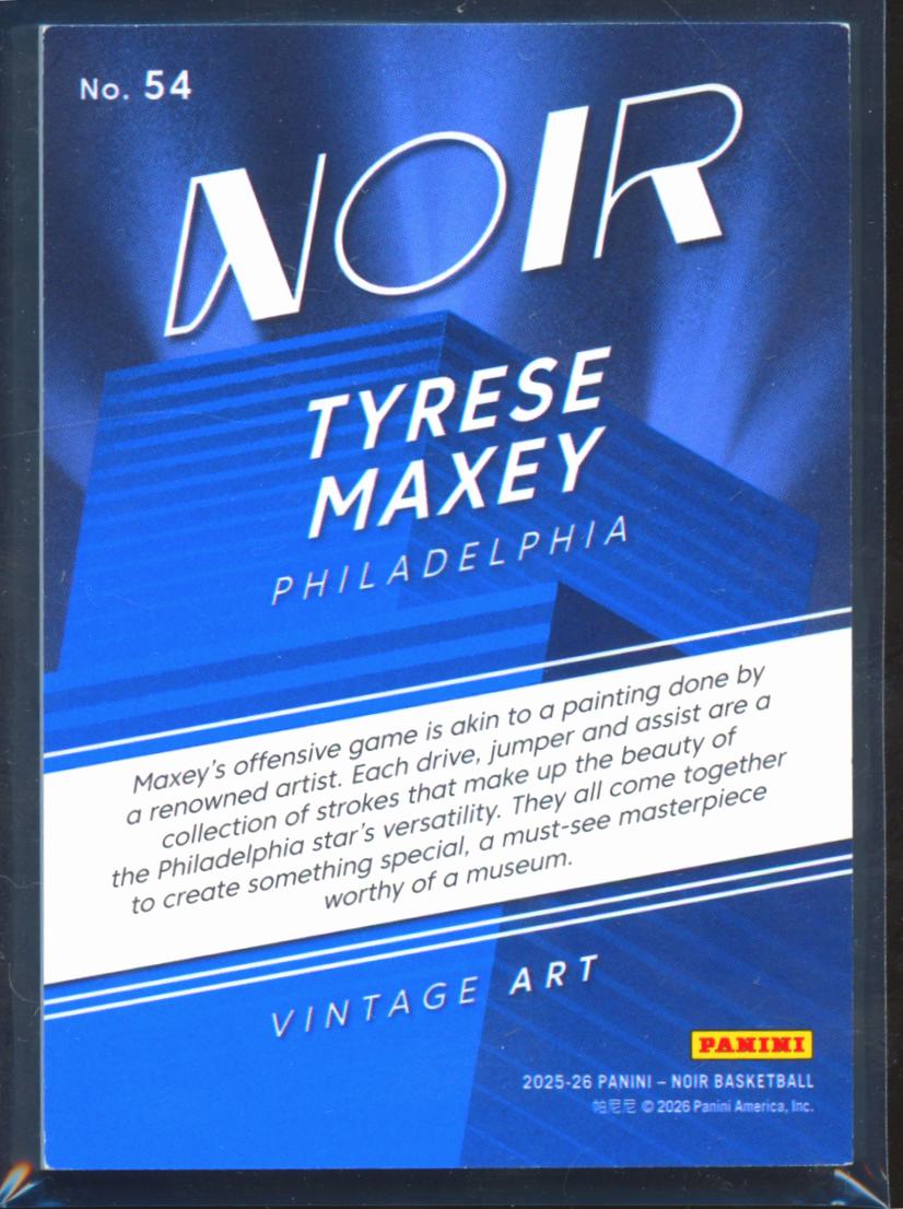 Tyrese Maxey 2025-26 Noir Vintage Art 19/49 Philadelphia 76ers