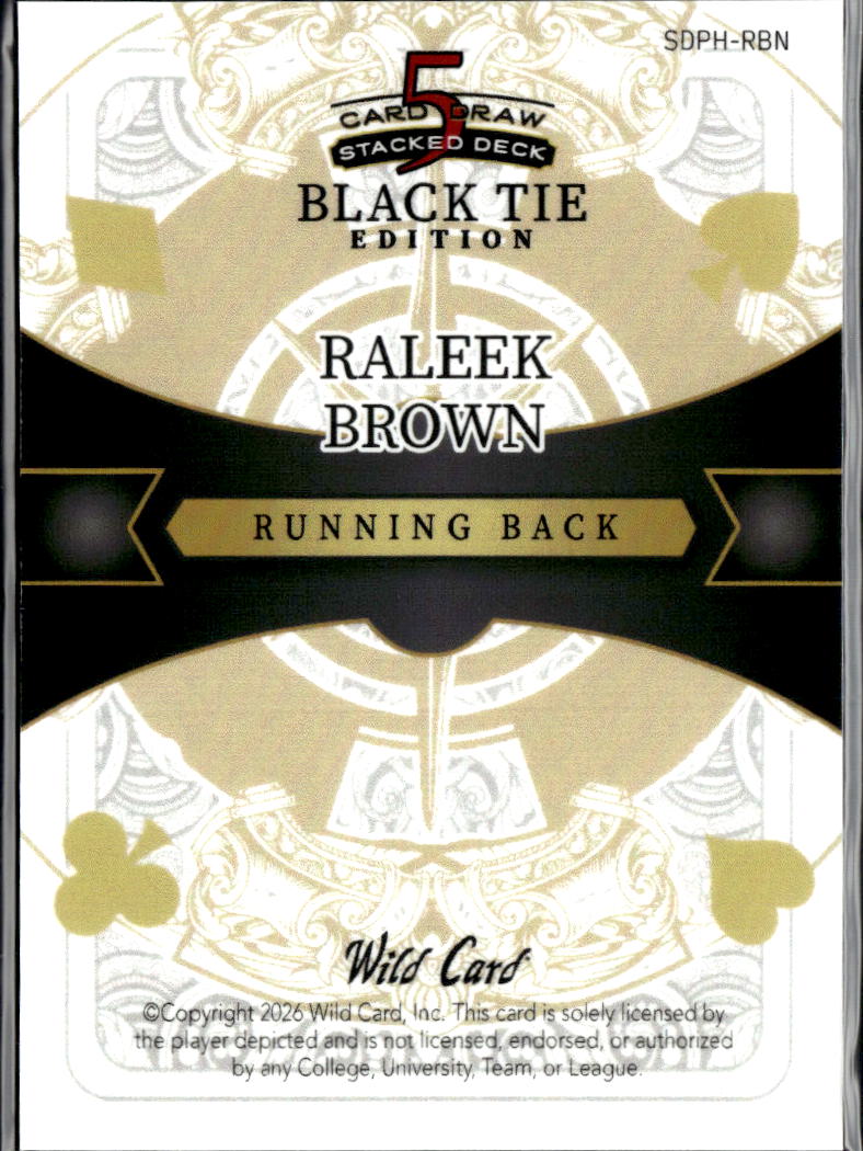 Raleek Brown 2026 Wild Card 5 Card Draw Rookie RC 1/3