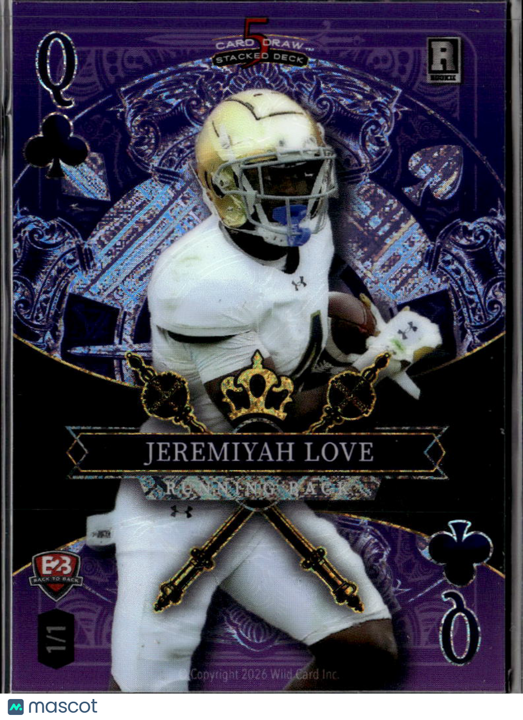 Jeremiyah Love CJ Carr 2024 Wild Card 1/1 Notre Dame Fighting Irish