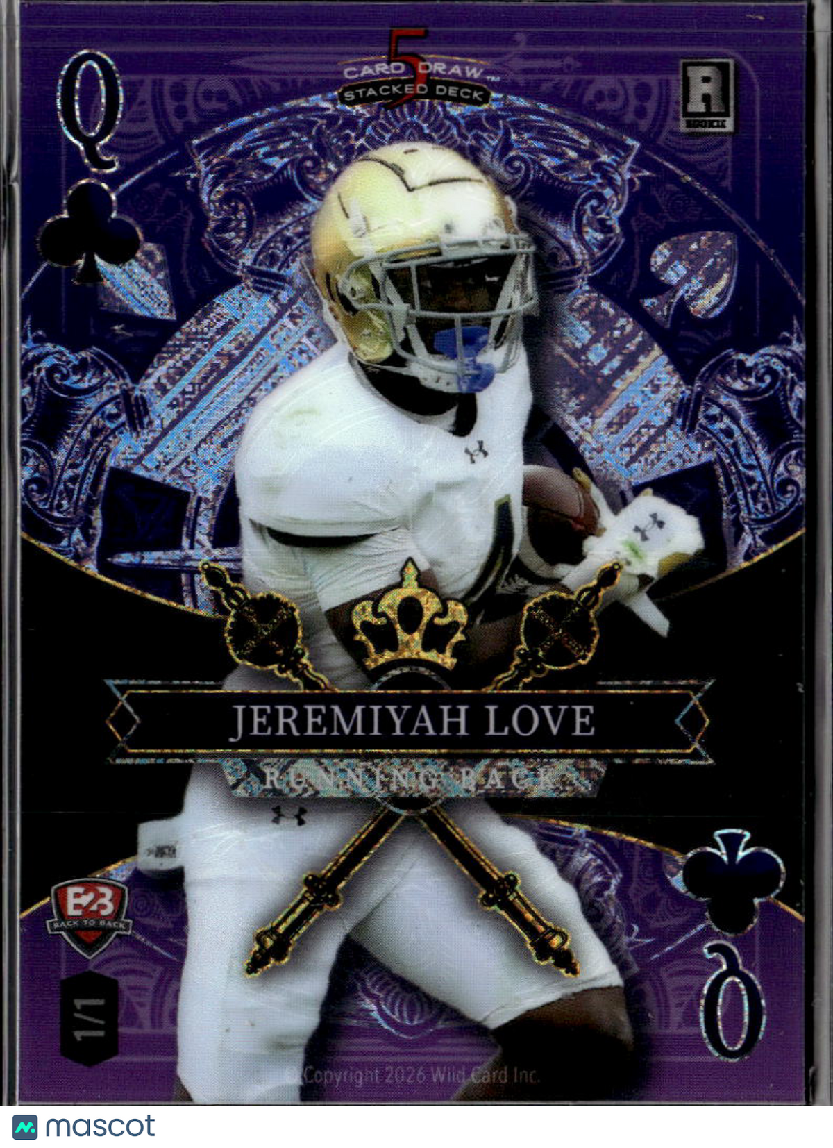 Jeremiyah Love CJ Carr 2024 Wild Card 1/1 Notre Dame Fighting Irish
