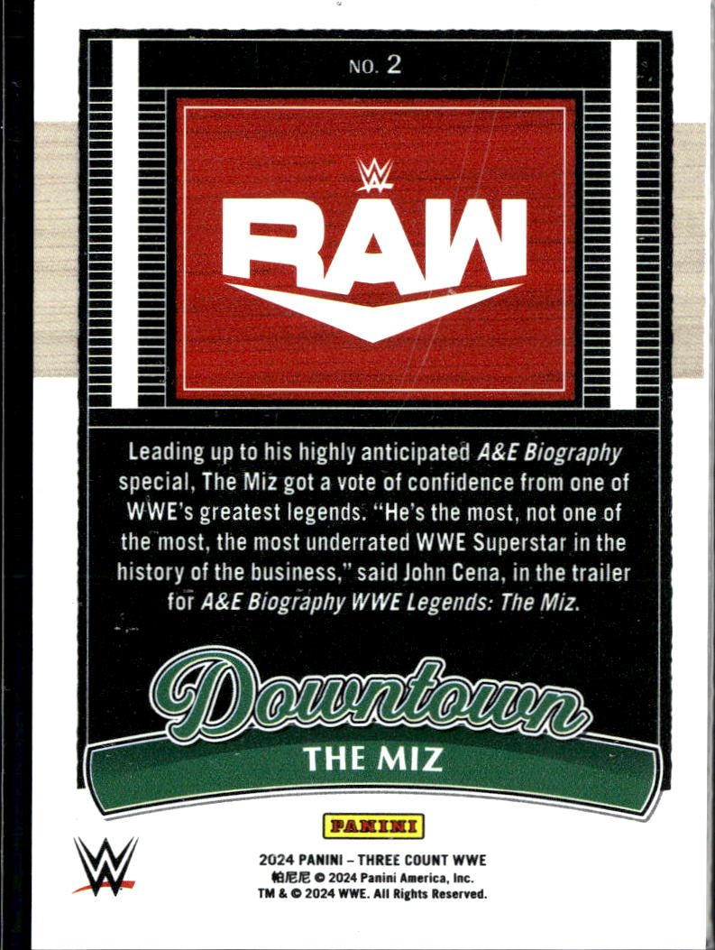 The Miz 2024 Panini Three Count WWE Downtown CASE HIT Wrestling