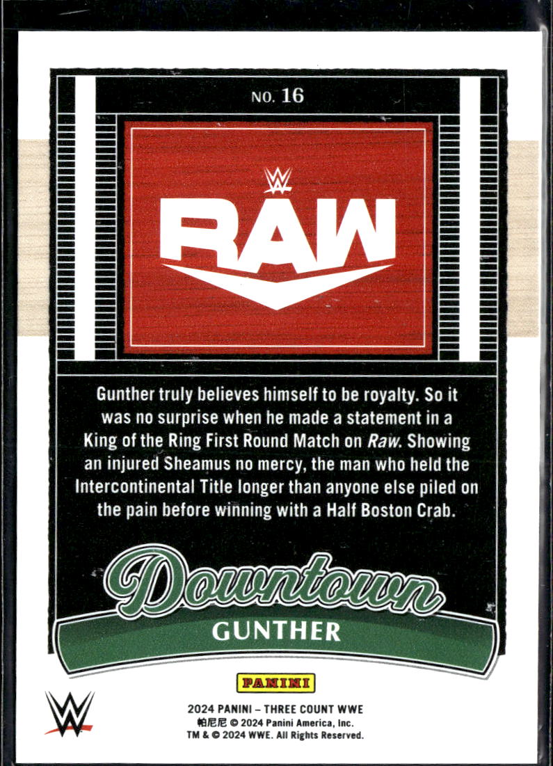 Gunther 2024 Panini Three Count WWE Downtown CASE HIT Wrestling