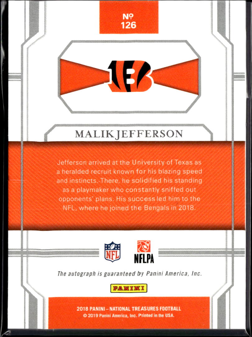 Malik Jefferson 2018 National Treasures Auto Autograph RC 9/25 Longhorns Bengals